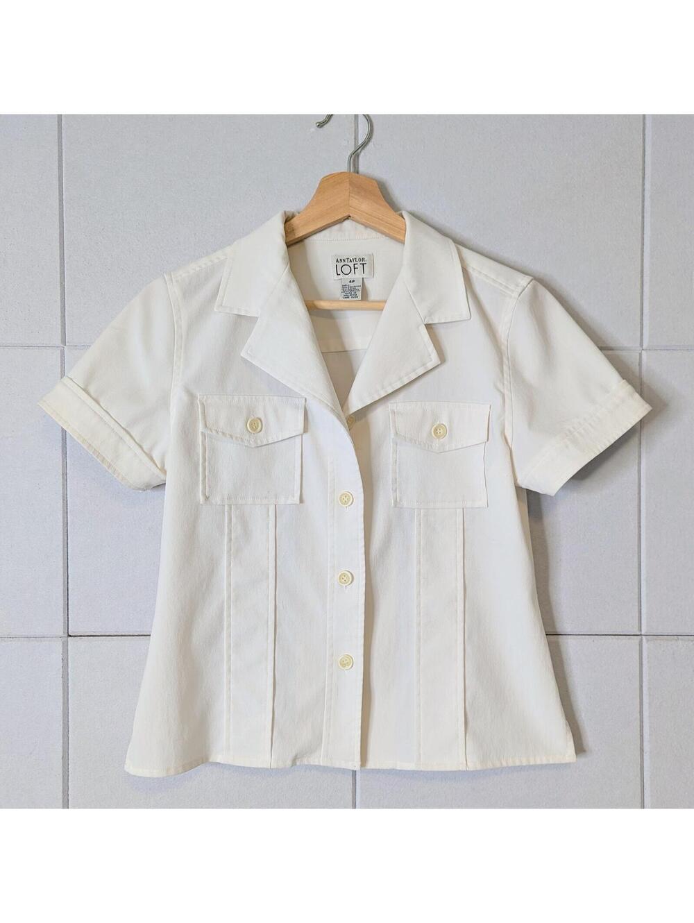 Vintage 90s Ann Taylor workwear utility short sleeve shirt